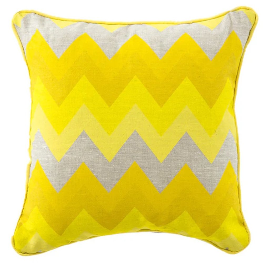 MODSHOP SILK SCREEN THROW PILLOW-YELLOW ZIGZAG OMBRE-RETRO, MOD, GEOMETRIC GLAM